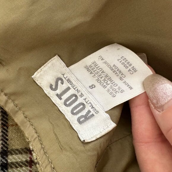 Vintage Roots Y2K Academia Plaid Mustard Preppy Wool Blend Mini Skirt Size 8 - Picture 10 of 11